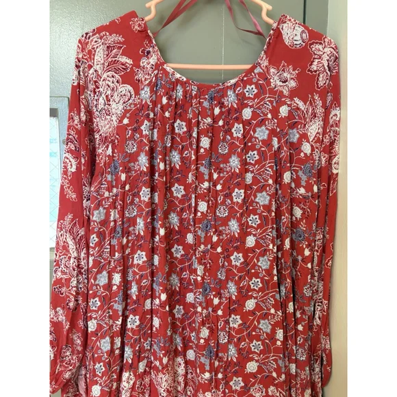 Free People Red Floral Mini Dress - Picture 6 of 10